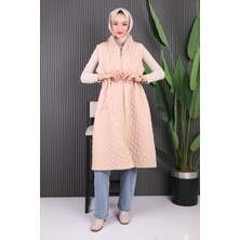 İmaj Butik Vizon Kapüşonlu Çıtlı Kapitone Yelek