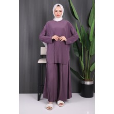 İmaj Butik Gül Kurusu Piliseli Sandy Tunik Pantolon Takım
