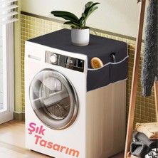 Palm Design Çamaşır Makinesi Örtüsü 4 Cepli Banyo Düzenleyici Organizer Buzdolabı Örtüsü Depolama Hurç