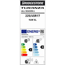 225/45R17 94W Xl Turanza All Season 6 (Dört Mevsim)(Üretim YILI:2025)