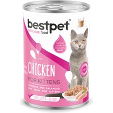 Bestpet  400 gr x 12 Adet Yavru Kediler Için, Taze Tavuk Parça Etli ve Sütlü Yaş Mama 11