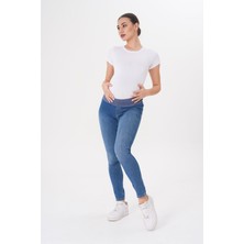 Hamile Esnek Kumaş Beli Ayarlanabilir Kot Pantolon