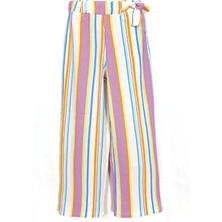 Çizgili Wide Leg Bol Geniş Paça Kız Çocuk Yazlık Pantolon 001-0002021