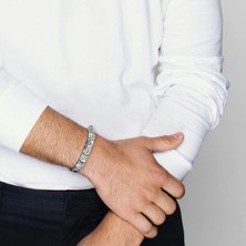 Kişiselleştirilebilir Dekoratif Linkli Klasik Paslanmaz  Çelik Bileklik - Altıgen Vida