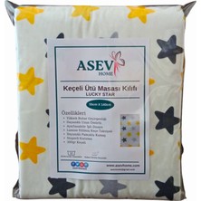 Asev Home Ütü Masası Kılıfı Büyük Boy Ipli Stoperli Keçeli Kılıfı Örtüsü Bezi 55X140CM Lucky Star