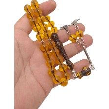 Han Ticarethane Sarı Uçlu Küre Işlemeli Toz Kehribar Tesbih