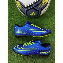 Sprit 001 Erkek ve Çocuk Dişsiz Çim Halı Saha Futbol Ayakkabısı Mavi-Sarı