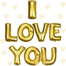 I Love You Folyo Balon Altın Renk 35 cm