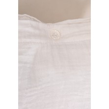 Cottonest Müslin Kar Beyaz Düğmeli Çift Kat Yastık Kılıfı 50 x 70