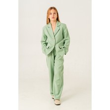 Giyicem Kız Çocuk Yeşil Blazer Ceket 1902 Uzun Kol Düğmeli Regular Kesim Şık Tasarım