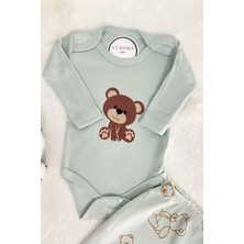 VeroNa Tarz Kız Erkek Bebek Ayıcıklı 2li Takım 2 Parça Alt Üst Çıtçıtlı Body Takımı Mevsimlik Yenidoğan Kıyafeti