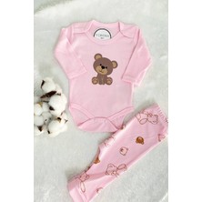 VeroNa Tarz Kız Erkek Bebek Ayıcıklı 2li Takım 2 Parça Alt Üst Çıtçıtlı Body Takımı Mevsimlik Yenidoğan Kıyafeti