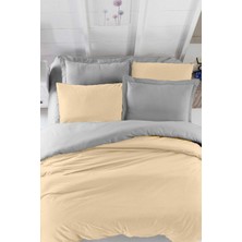 Mira Home Çift Kişilik Lastikli Çarşaflı Nevresim Takımı Pamuklu Four Season Bej Gri