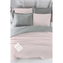 Mira Home Çift Kişilik Lastikli Çarşaflı Nevresim Takımı Pamuklu Four Season Pudra Gri