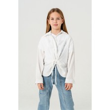 Kız Çocuk Önden Bağcıklı Gömlek T-Shirt Ikili Takım 1801