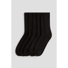 Mem Socks 5'li Havlu Taban (Tabanı Kalın) Boğazı Lastik Örgülü Triko Dikişsiz Tenis Çorabı