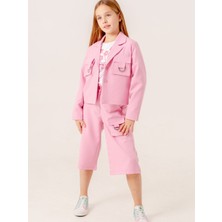 Kız Çocuk D Tokalı Ceket T-Shirt Ikili Takım 1903