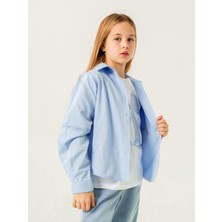 Kız Çocuk Cep Dantelli Gömlek T-Shirt Ikili Takım 1803