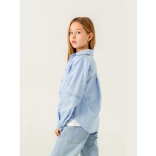 Kız Çocuk Cep Dantelli Gömlek T-Shirt Ikili Takım 1803