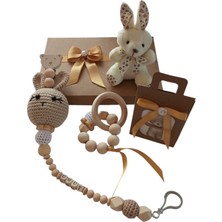 Style Baby Amazing Hoşgeldin Bebek, Unisex, Yenidoğan Bebek Amigurumi Isimli Emzik Askısı Hediye Seti