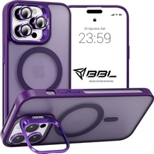 Bilişim Akademi iPhone 14 Pro Max Kılıf Stantlı Kılıf Lens Korumalı Kılıf Mat Magsafe Özellikli Kılıf - Derin Mor