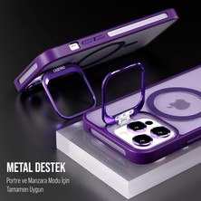Bilişim Akademi iPhone 14 Pro Max Kılıf Stantlı Kılıf Lens Korumalı Kılıf Mat Magsafe Özellikli Kılıf - Derin Mor