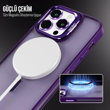 Bilişim Akademi iPhone 14 Pro Max Kılıf Stantlı Kılıf Lens Korumalı Kılıf Mat Magsafe Özellikli Kılıf - Derin Mor