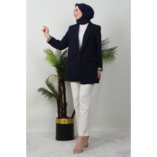 Leopar Astarlı Ceket Lacivert