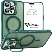 Bilişim Akademi iPhone 14 Pro Max Kılıf Stantlı Kılıf Lens Korumalı Kılıf Mat Magsafe Özellikli Kılıf - Koyu Yeşil