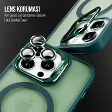 Bilişim Akademi iPhone 14 Pro Max Kılıf Stantlı Kılıf Lens Korumalı Kılıf Mat Magsafe Özellikli Kılıf - Koyu Yeşil