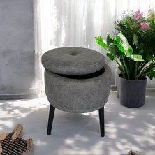 Gri Nubuk Kumaş Çay Seti Ikili Koltuk Berjer ve Sandık Puf Takımı (Salon, Balkon, Ofis) 3'lü Takım