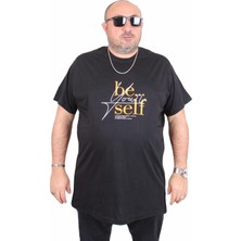 Moc Grande Erkek Büyük Beden Sıfır Yaka Tişört Be Self 25149 Sıyah