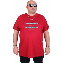 Moc Grande Erkek Büyük Beden Sıfır Yaka Tişört Start Stop 25178 Bordo