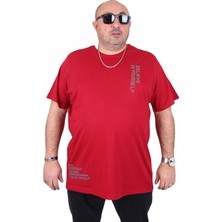 Moc Grande Erkek Büyük Beden Sıfır Yaka Tişört Believe 25157 Bordo