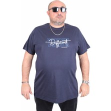 Moc Grande Erkek Büyük Beden Sıfır Yaka Tişört Different 25148 Lacıvert