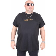 Moc Grande Erkek Büyük Beden Sıfır Yaka Tişört Lets Get Going 25175 Sıyah