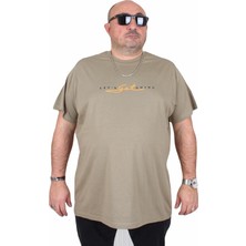 Moc Grande Erkek Büyük Beden Sıfır Yaka Tişört Lets Get Going 25175 Hakı