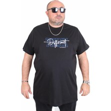 Moc Grande Erkek Büyük Beden Sıfır Yaka Tişört Different 25148 Sıyah