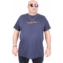 Moc Grande Erkek Büyük Beden Sıfır Yaka Tişört Lets Get Going 25175 Lacıvert