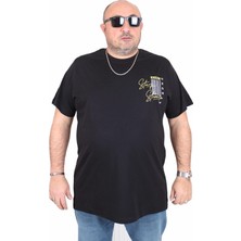 Moc Grande Erkek Büyük Beden Sıfır Yaka Tişört Stay Strong 25159 Sıyah