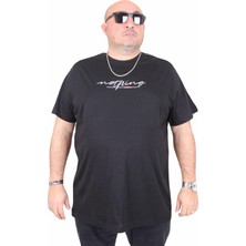 Moc Grande Erkek Büyük Beden Sıfır Yaka Tişört Nothing 25173 Sıyah