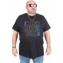 Moc Grande Erkek Büyük Beden Sıfır Yaka Tişört Think Out Box 25163 Sıyah