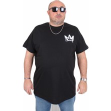 Moc Grande Erkek Sıfır Yaka Tişört Pamuk Malzeme Kısa Kol Büyük Beden King 25141 Siyah