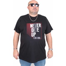 Moc Grande Erkek Büyük Beden Sıfır Yaka Tişört Never 25165 Sıyah