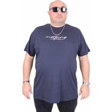 Moc Grande Erkek Büyük Beden Sıfır Yaka Tişört Nothing 25173 Lacıvert