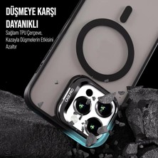 Bilişim Akademi iPhone 14 Pro Max Kılıf Stantlı Kılıf Lens Korumalı Kılıf Mat Magsafe Özellikli Kılıf - Siyah