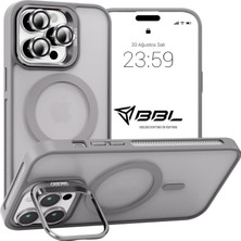 Bilişim Akademi iPhone 14 Pro Max Kılıf Stantlı Kılıf Lens Korumalı Kılıf Mat Magsafe Özellikli Kılıf - Gri