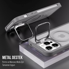 Bilişim Akademi iPhone 14 Pro Max Kılıf Stantlı Kılıf Lens Korumalı Kılıf Mat Magsafe Özellikli Kılıf - Gri