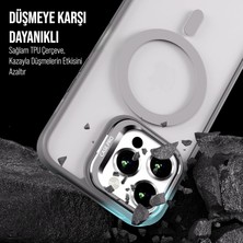 Bilişim Akademi iPhone 14 Pro Max Kılıf Stantlı Kılıf Lens Korumalı Kılıf Mat Magsafe Özellikli Kılıf - Gri