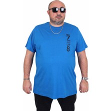 Moc Grande Erkek Büyük Beden Sıfır Yaka Tişört Stand Up 25158 Saks